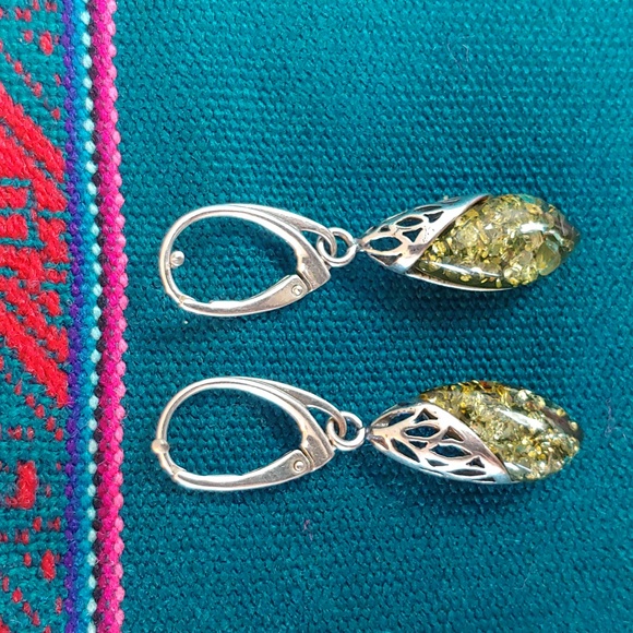Jewelry - Sterling Silver Amber Teardrop Earrings